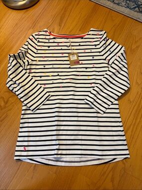 Joules NWT size UK 12 US 8 harbour print striped shirt stars British preppy